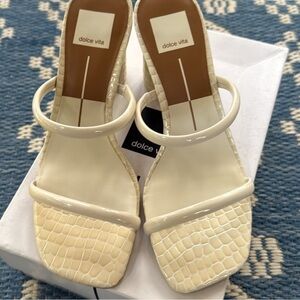 Dolce Vita Cream Crocodile Block Heels